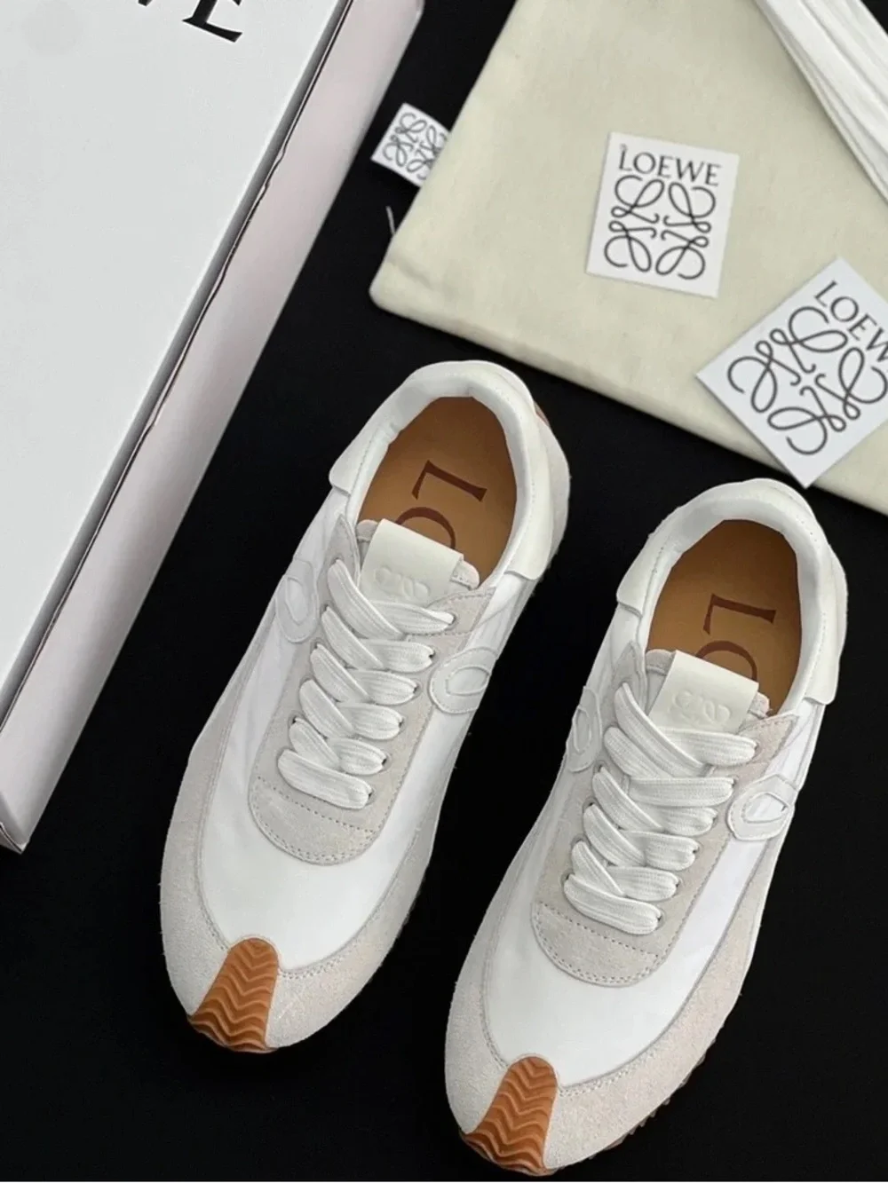 Loewe Men’s White & Gum Retro Runner Sneakers